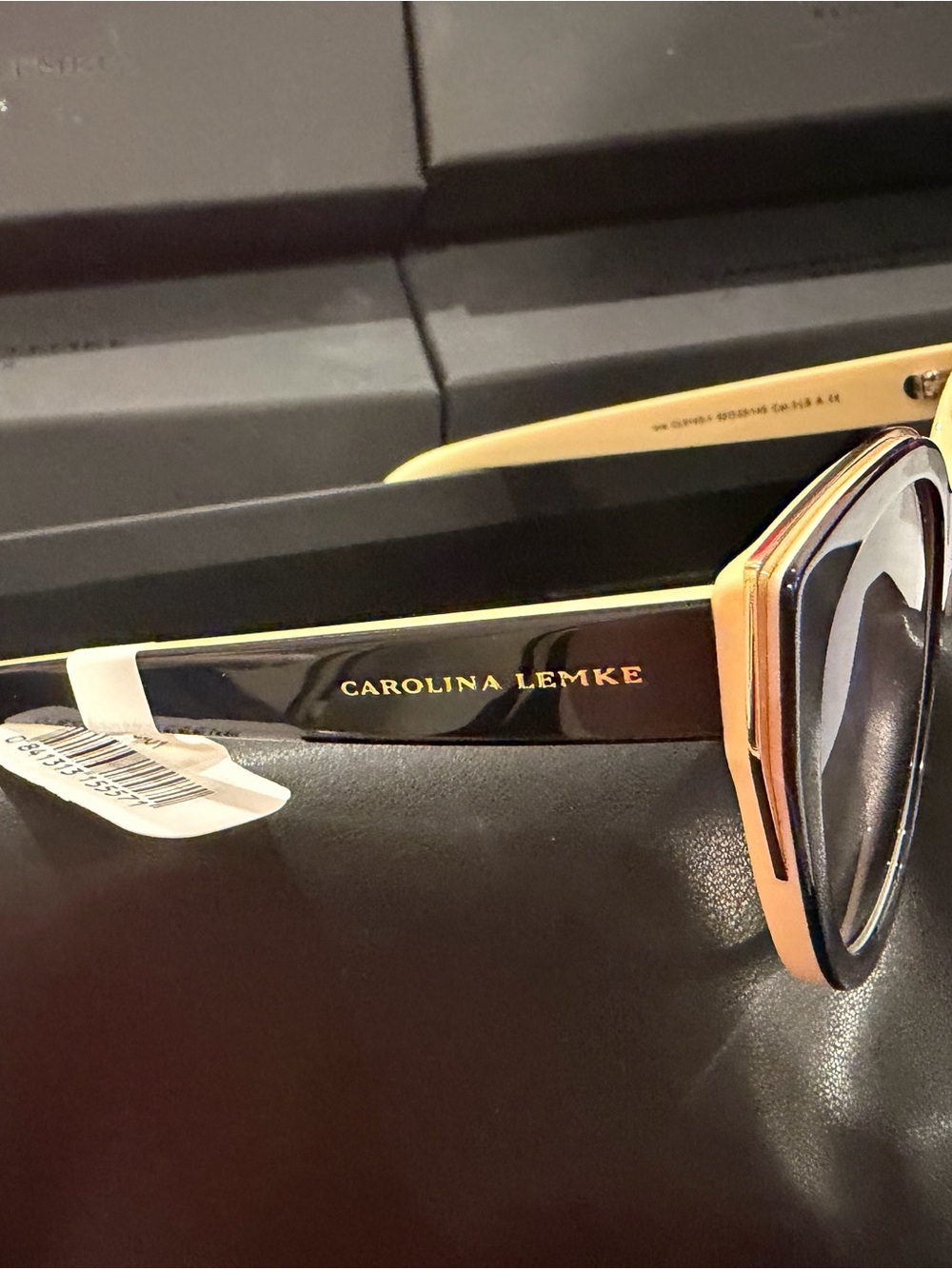 Carolina Lemke Oversized cat eye  Sunglasses - Black & Gold Trim two tone - Picture 3 of 13